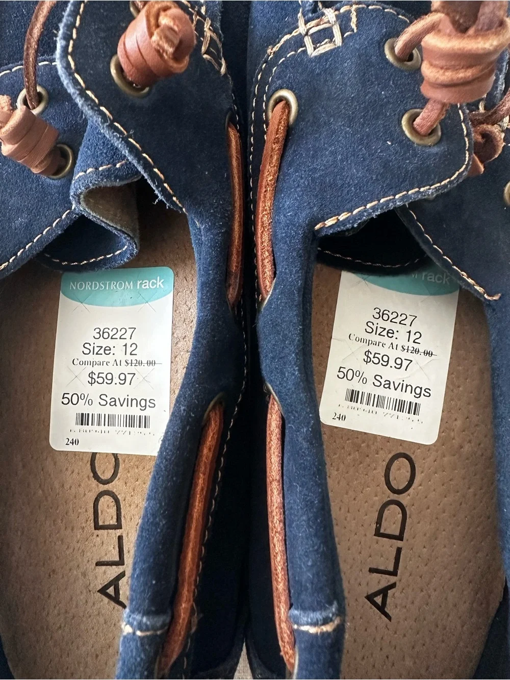 ALDO Navy Suede Boat Shoes with Brown Leather Laces